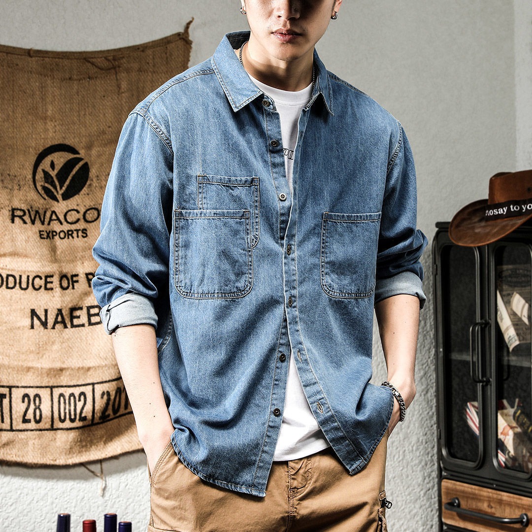 Winter Clothing Items - Spring Ruffian Handsome Denim Tooling Long-sleeved