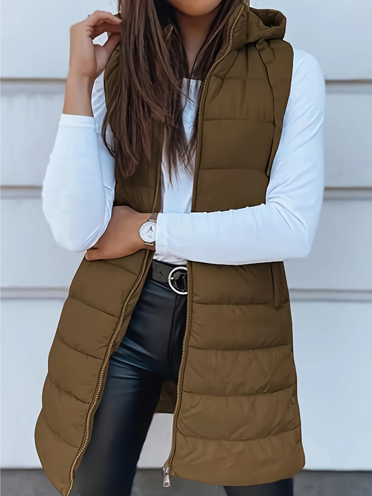 Padded Vest Gilet - Autumn Winter Women's Vest Casual Zip