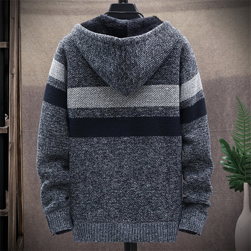 Men's Striped Sweater Coat Thi - Fleece Hoodie Lined review and price