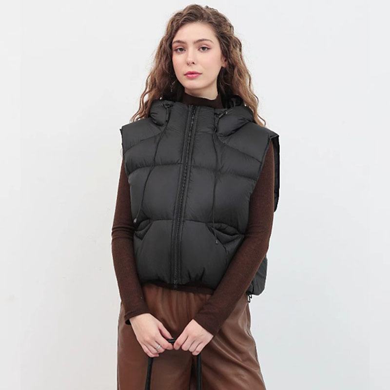 Women Hooded Puffer Vest Draws - Padded Vest Gilet review and price