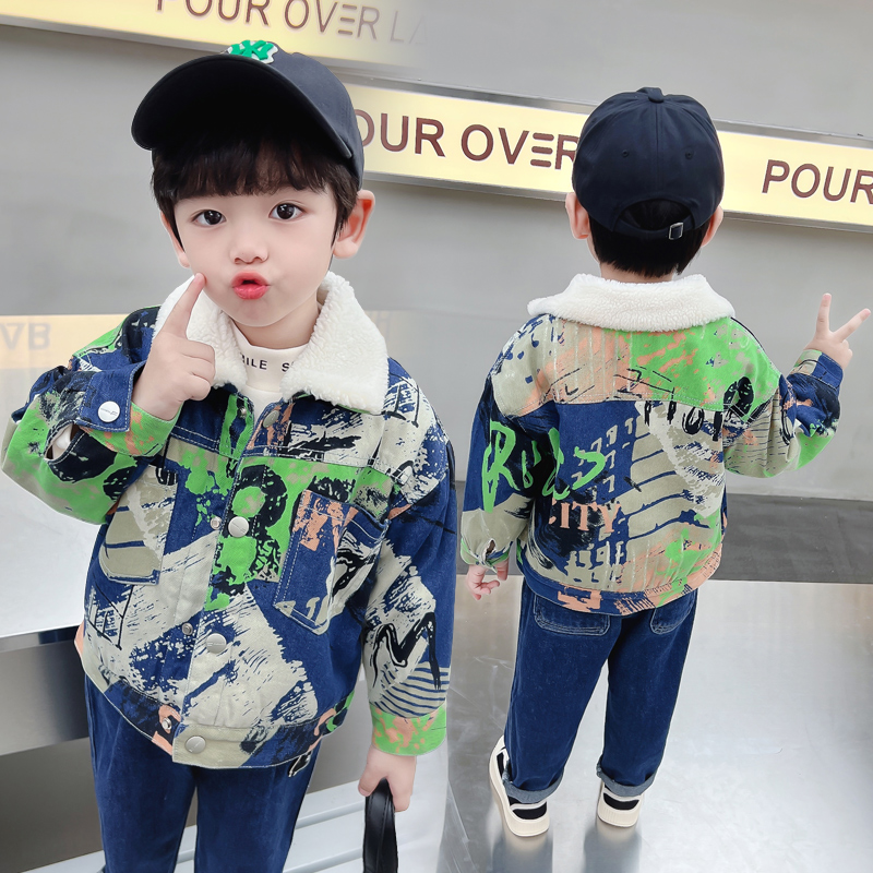 Kids Baby Warm Denim Jacket Pa - Winter Clothing Drawing review and price